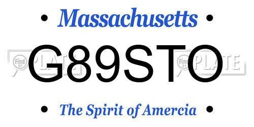 G89STO Massachusetts License Plate