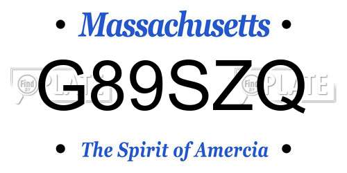 G89SZQ Massachusetts License Plate