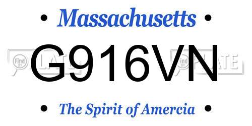 G916VN Massachusetts License Plate