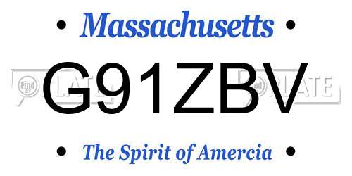 G91ZBV Massachusetts License Plate