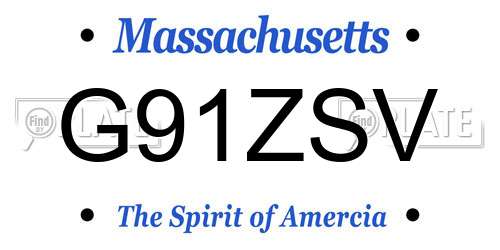 G91ZSV Massachusetts License Plate