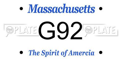 G92 Massachusetts License Plate