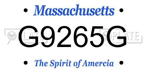 G9265G Massachusetts License Plate