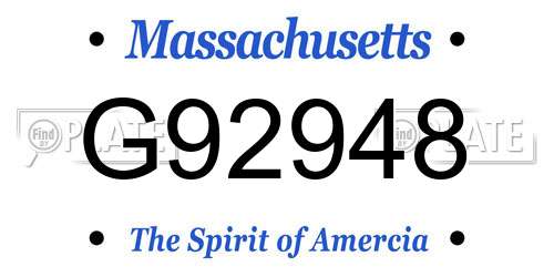 G92948 Massachusetts License Plate