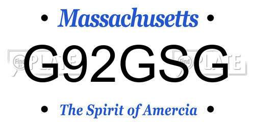 G92GSG Massachusetts License Plate