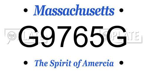 G9765G Massachusetts License Plate