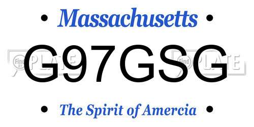 G97GSG Massachusetts License Plate