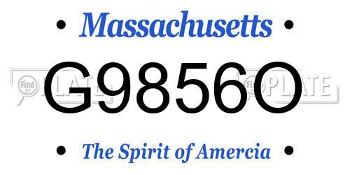 G9856O Massachusetts License Plate