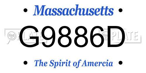 G9886D Massachusetts License Plate
