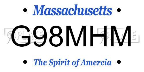G98MHM Massachusetts License Plate