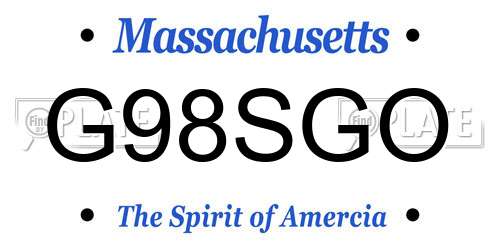 G98SGO Massachusetts License Plate