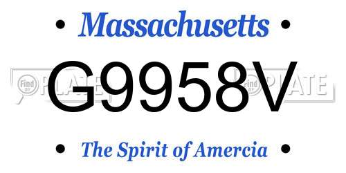 G9958V Massachusetts License Plate