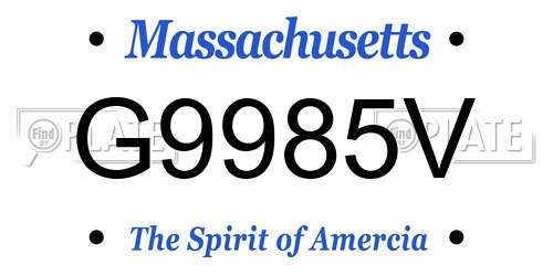 G9985V Massachusetts License Plate