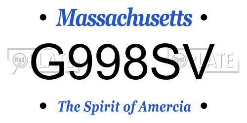 G998SV Massachusetts License Plate