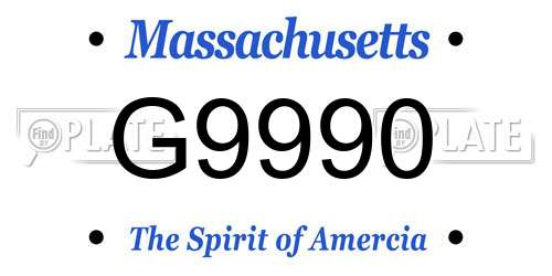 G9990 Massachusetts License Plate