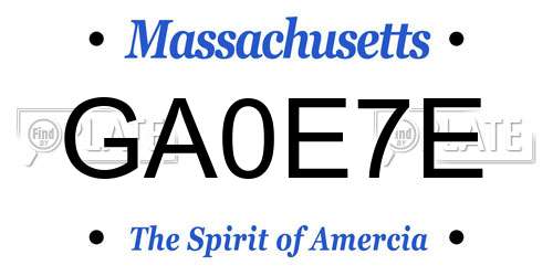 GA0E7E Massachusetts License Plate