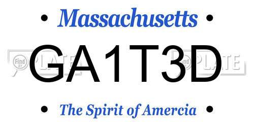GA1T3D Massachusetts License Plate