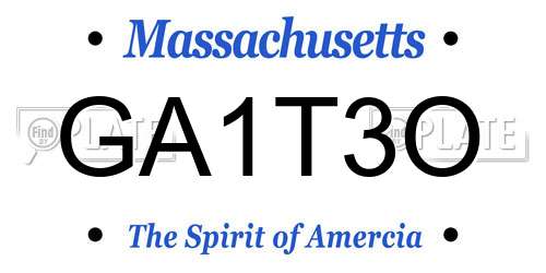 GA1T3O Massachusetts License Plate