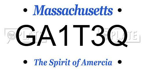 GA1T3Q Massachusetts License Plate