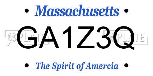 GA1Z3Q Massachusetts License Plate