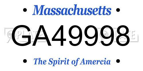 GA49998 Massachusetts License Plate