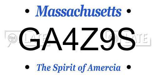 GA4Z9S Massachusetts License Plate