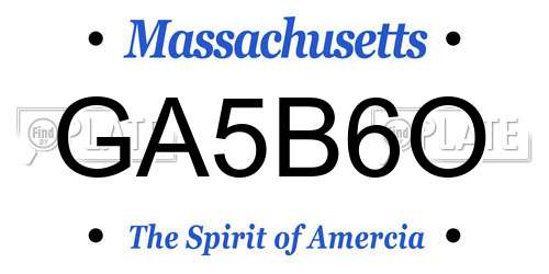 GA5B6O Massachusetts License Plate