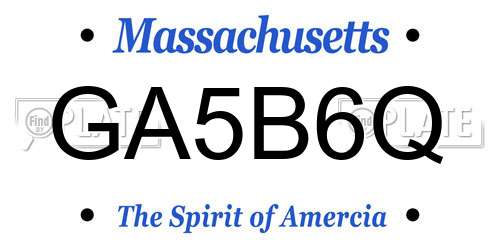 GA5B6Q Massachusetts License Plate