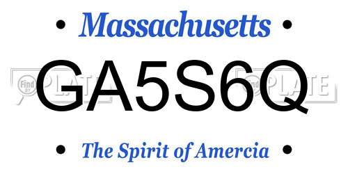 GA5S6Q Massachusetts License Plate