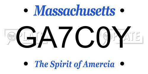 GA7C0Y Massachusetts License Plate
