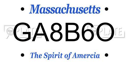 GA8B6O Massachusetts License Plate