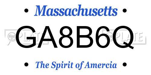 GA8B6Q Massachusetts License Plate