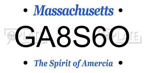 GA8S6O Massachusetts License Plate