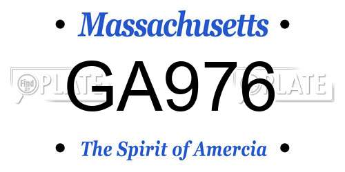 GA976 Massachusetts License Plate