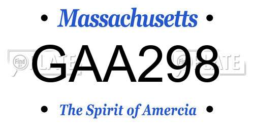 GAA298 Massachusetts License Plate