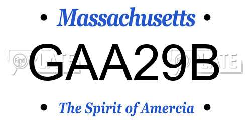 GAA29B Massachusetts License Plate