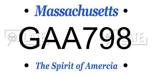 GAA798 Massachusetts License Plate