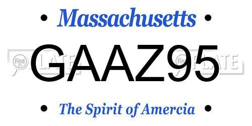 GAAZ95 Massachusetts License Plate