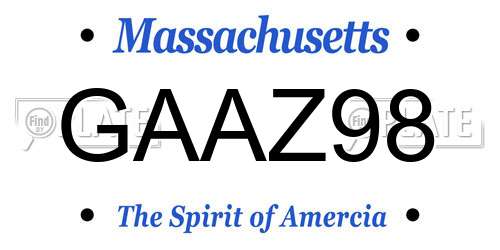 GAAZ98 Massachusetts License Plate