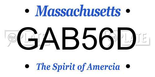 GAB56D Massachusetts License Plate