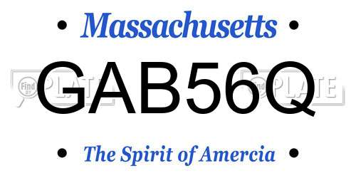 GAB56Q Massachusetts License Plate
