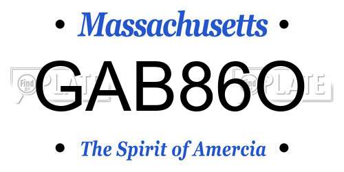 GAB86O Massachusetts License Plate