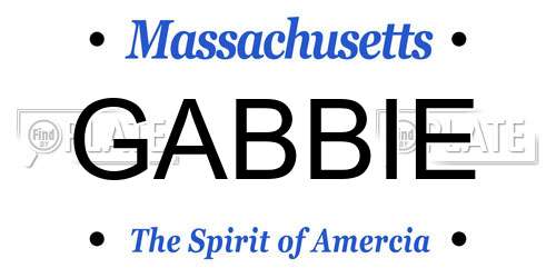 GABBIE Massachusetts License Plate