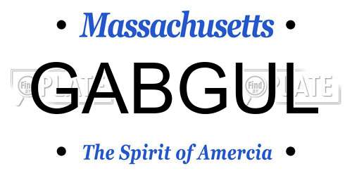 GABGUL Massachusetts License Plate