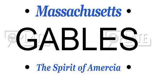 GABLES Massachusetts License Plate