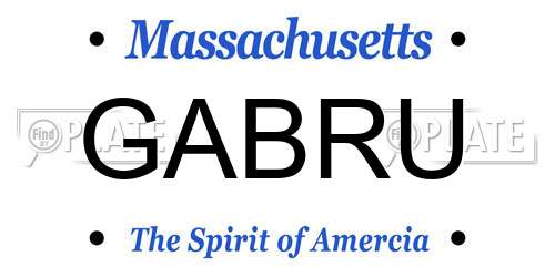 GABRU Massachusetts License Plate