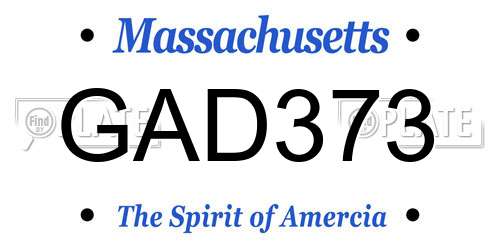 GAD373 Massachusetts License Plate