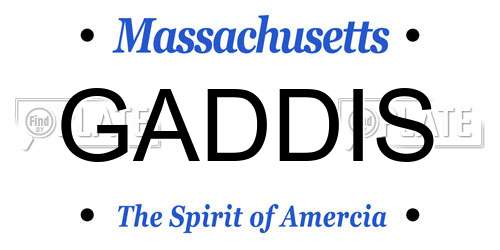 GADDIS Massachusetts License Plate