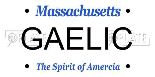 GAELIC Massachusetts License Plate