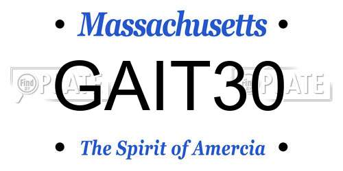 GAIT30 Massachusetts License Plate